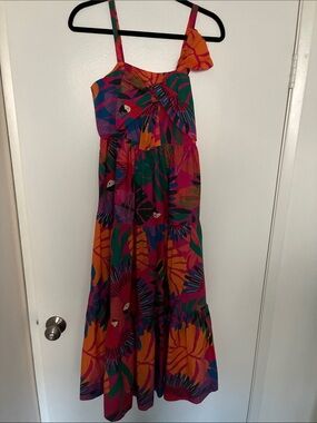 Farm Rio NWT XS Tropical Print Parrot Bow Sundress with Side Zip & Pockets! $218